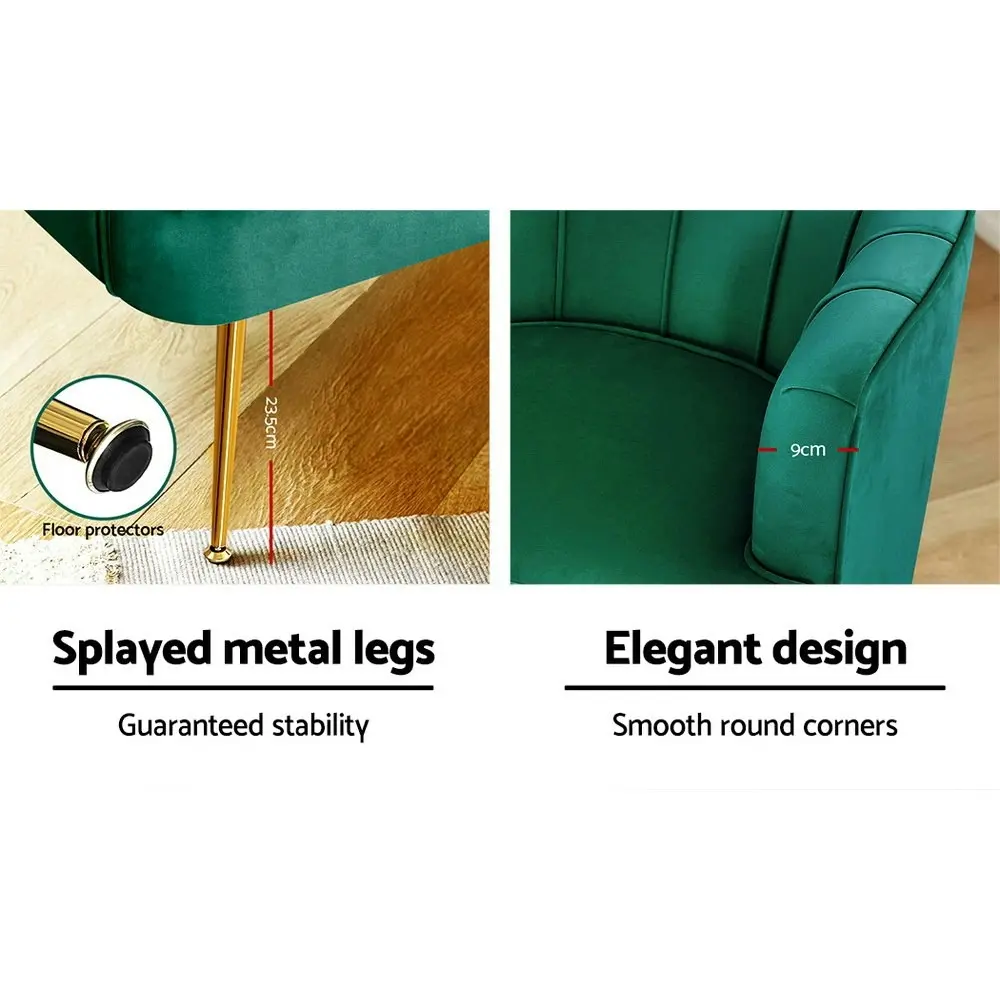 Artiss Armchair Velvet Green Norvia