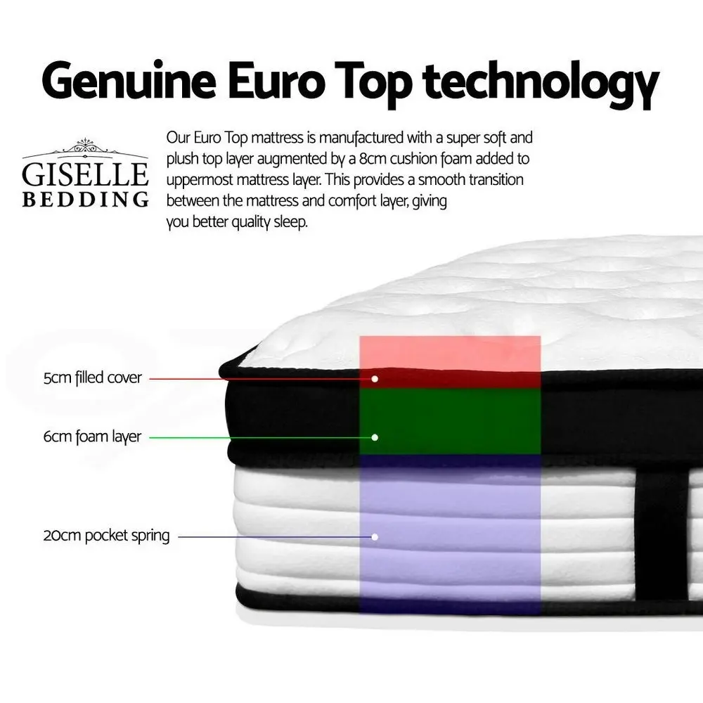 Giselle Bedding 31cm Mattress Euro Top Double