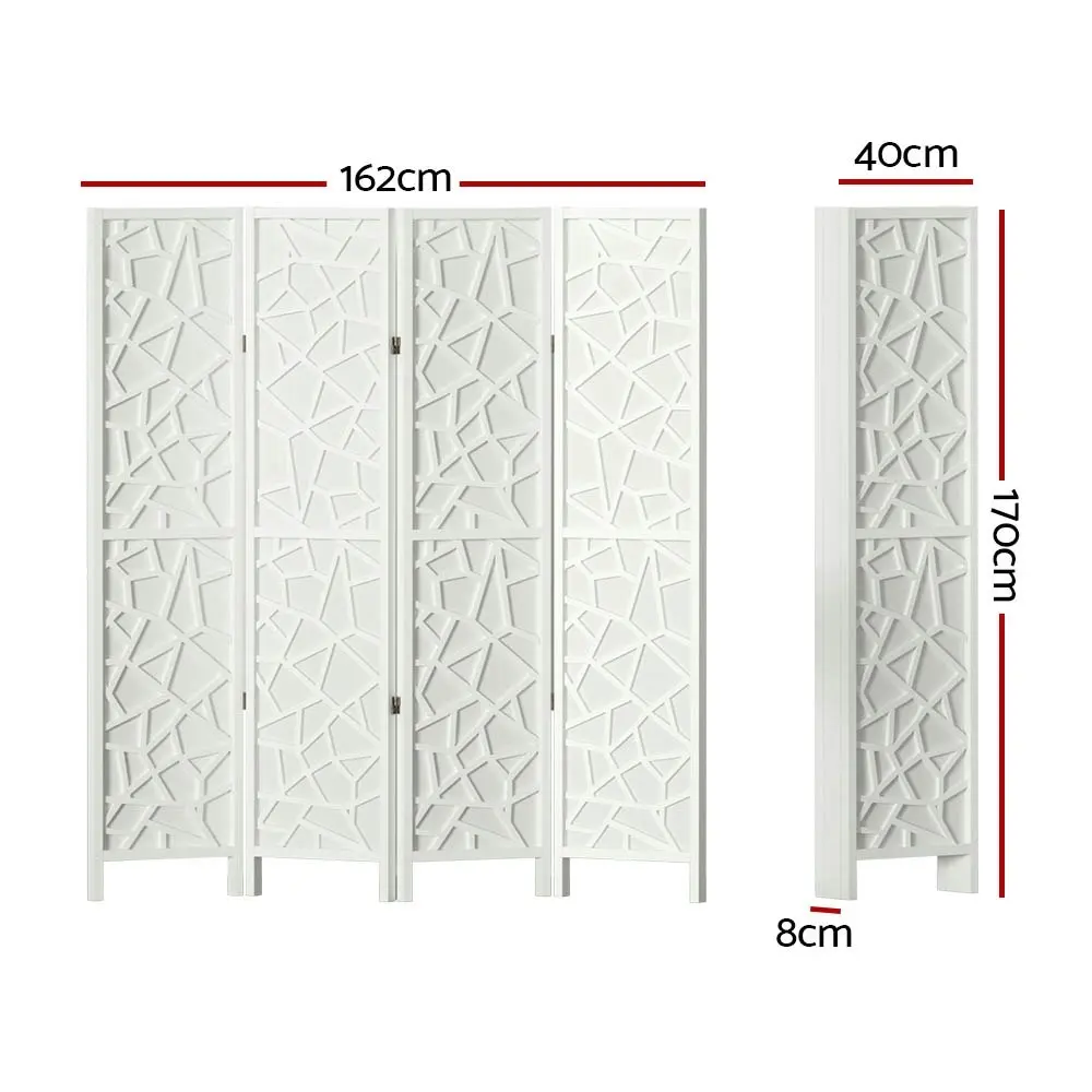 Artiss 4 Panel Room Divider Screen 162x170cm Clover White