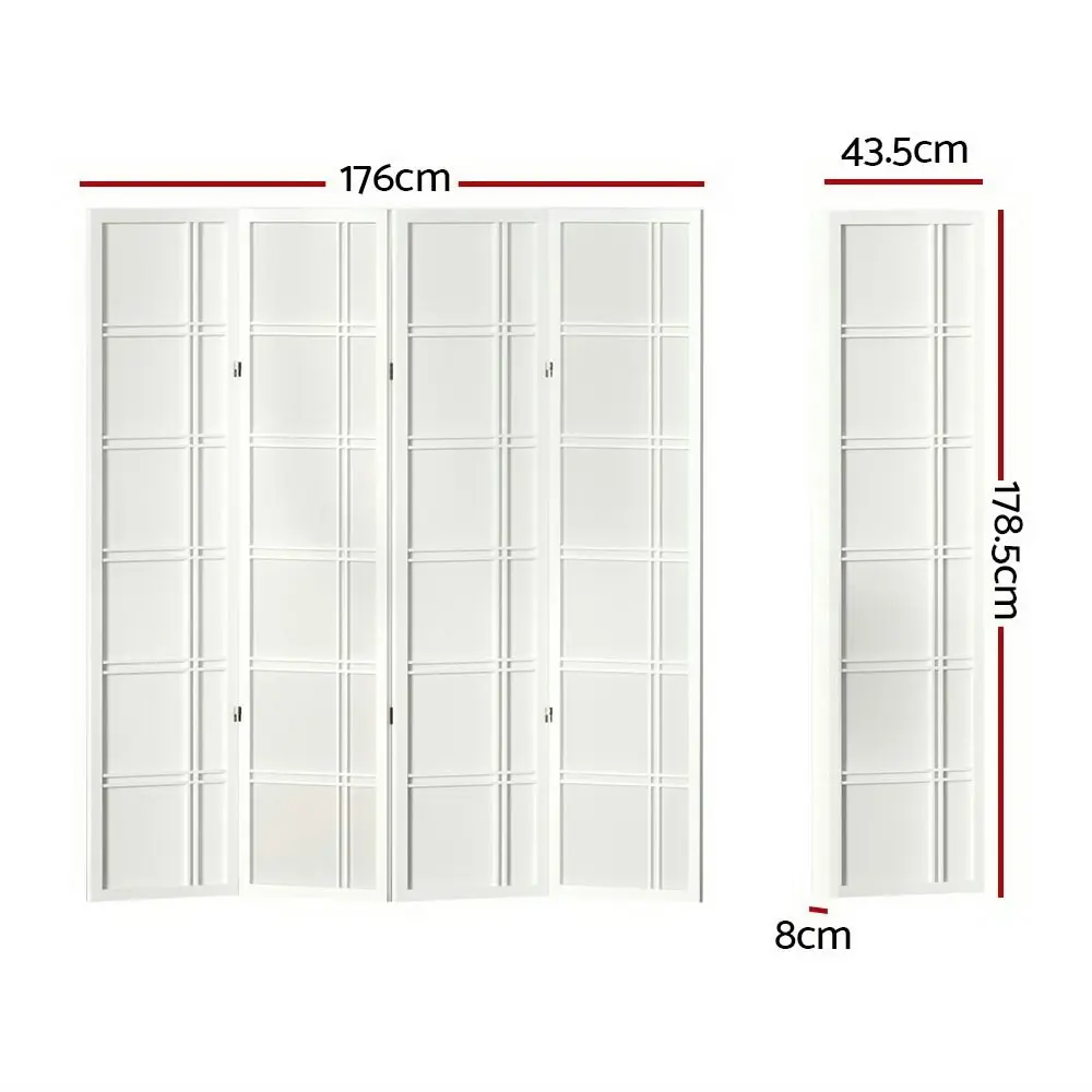 Artiss 4 Panel Room Divider Screen 176x179cm Nova White