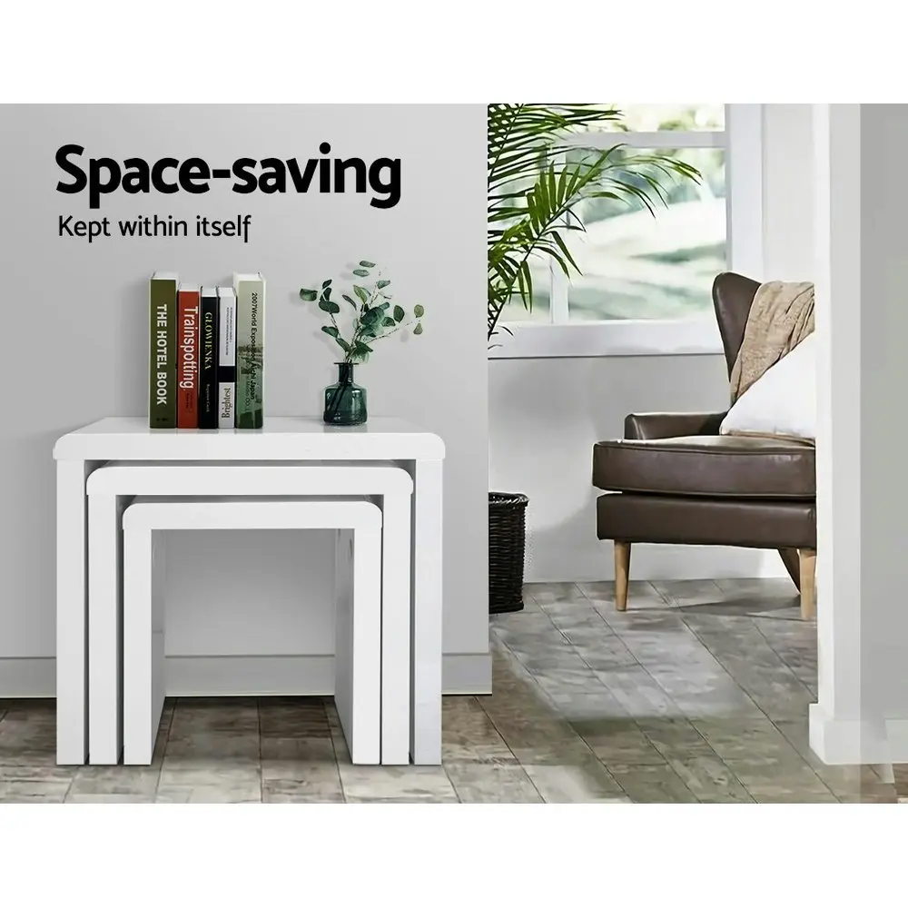 Artiss Nesting Coffee Table Set of 3 Glossy White