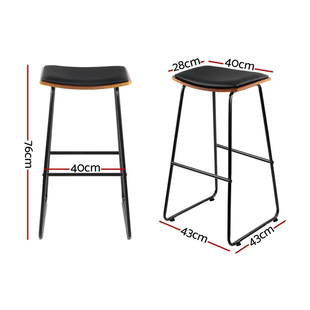 Artiss 2x Bar Stools Leather Padded Metal