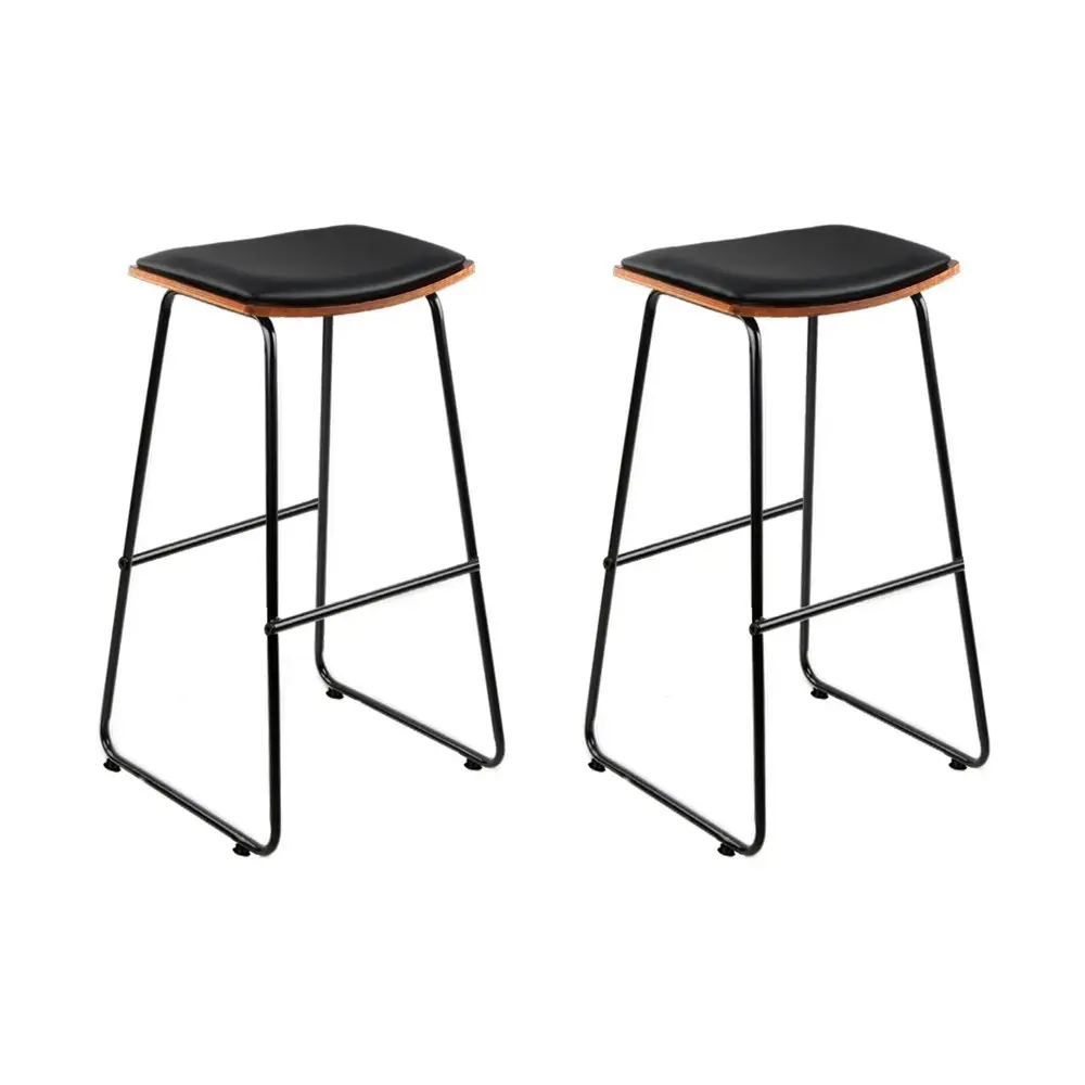 Artiss 2x Bar Stools Leather Padded Metal