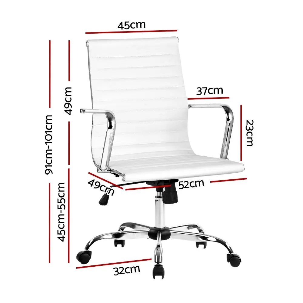 Artiss Office Chair Conference Chairs PU Leather Mid Back White