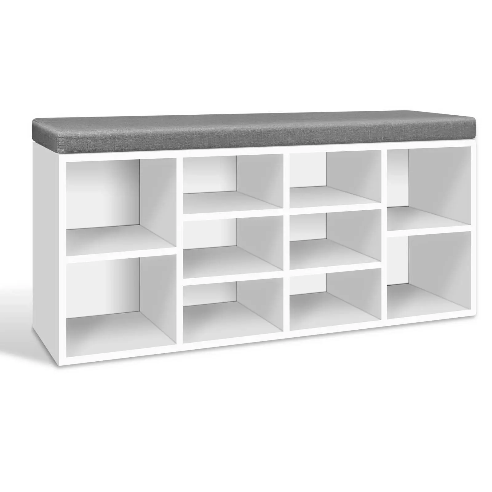 Artiss Shoe Cabinet Rack Shoe Bench Fabric Seat White BOA