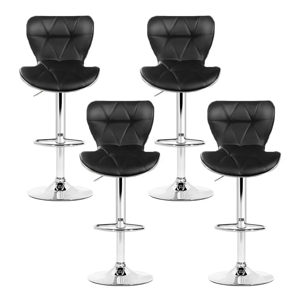 Artiss 4x Bar Stools Gas Lift Leather Seat Black