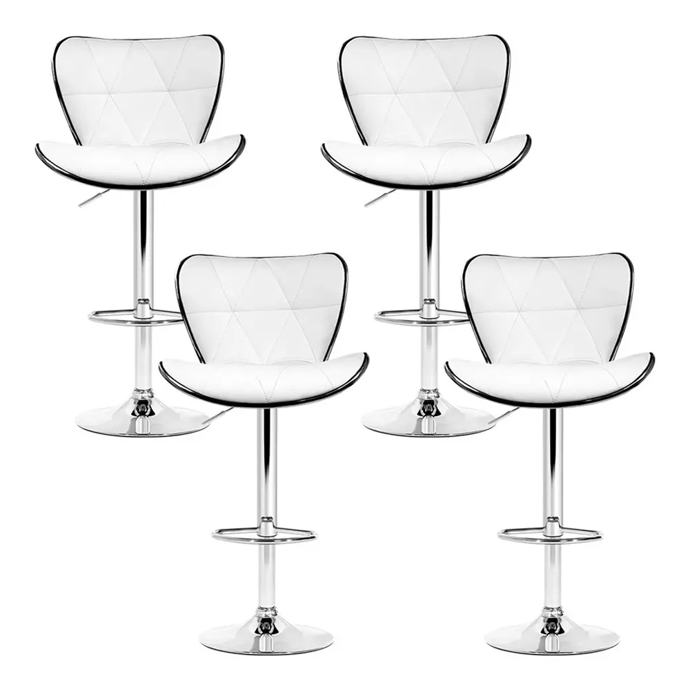 Artiss 4x Bar Stools Gas Lift Leather Seat White