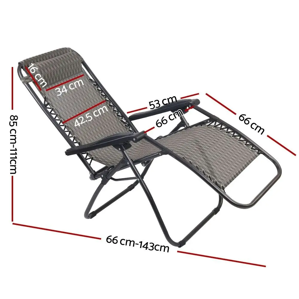 Gardeon Zero Gravity Chair Folding Outdoor Recliner Adjustable Sun Lounge Camping Grey