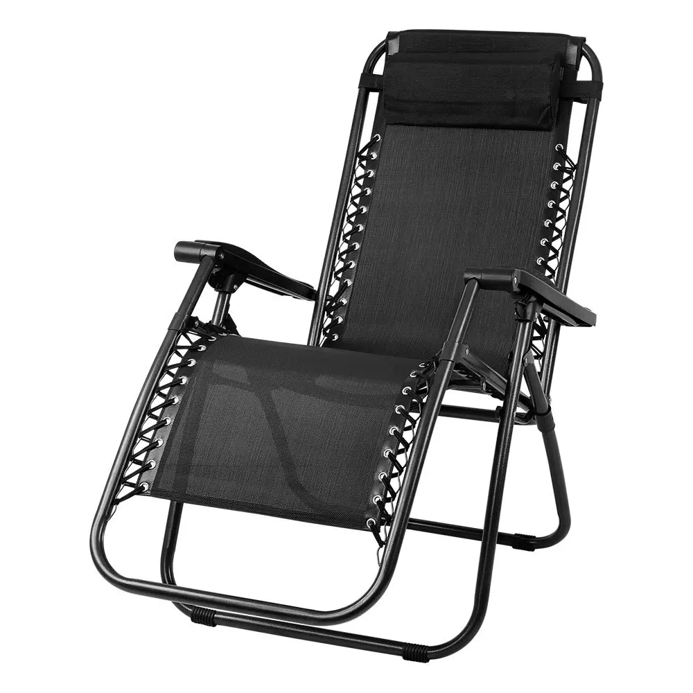 Gardeon Zero Gravity Chair Folding Outdoor Recliner Adjustable Sun Lounge Camping Black