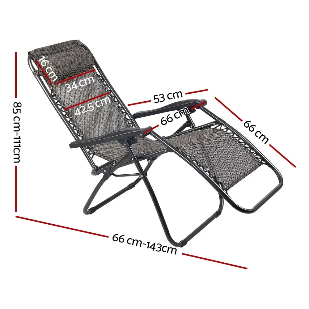 Gardeon Zero Gravity Chair Folding Outdoor Recliner Adjustable Sun Lounge Camping Beige