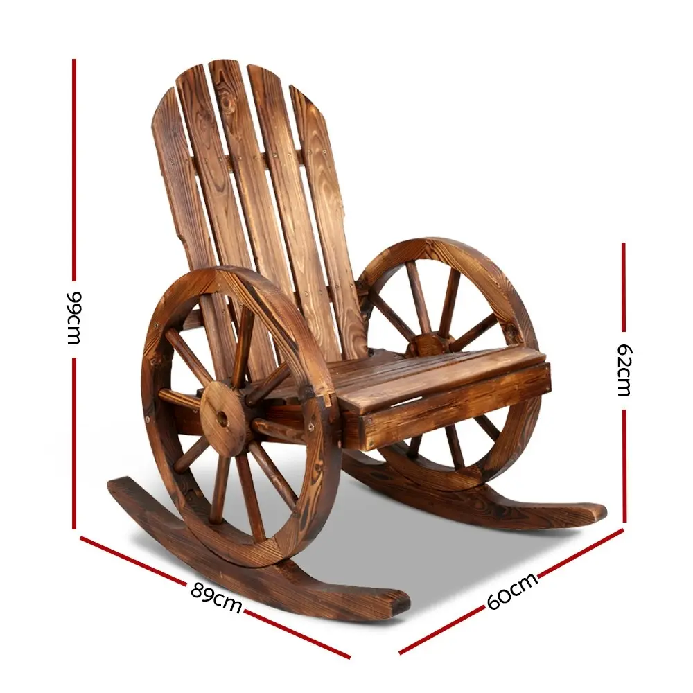 Gardeon Rocking Chairs Wooden Wagon Chair Outdoor Furniture Lounge Patio Garden