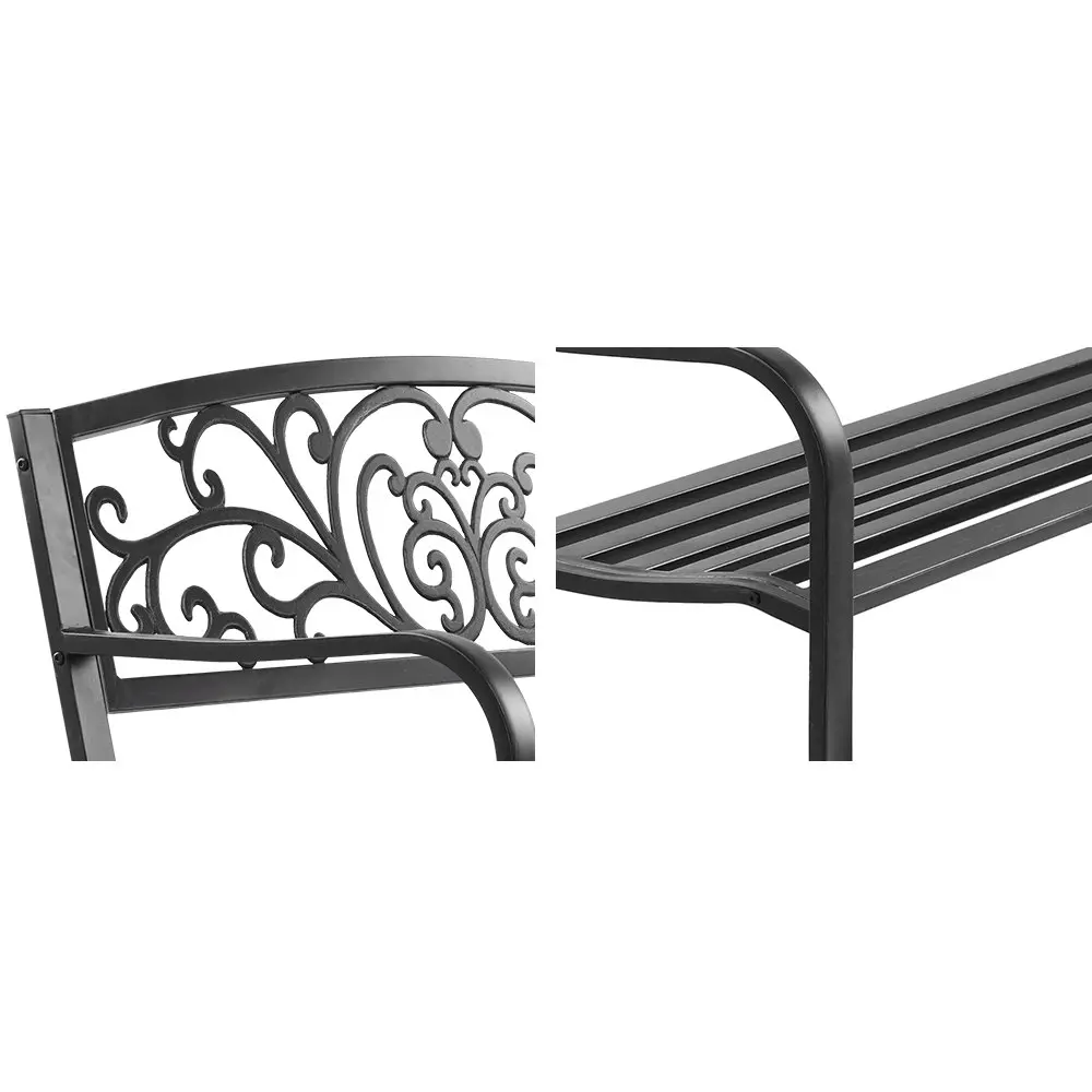 Gardeon Outdoor Garden Bench Seat Steel Outdoor Furniture 3 Seater Park Black