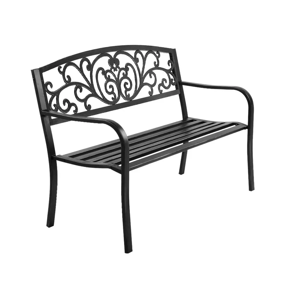 Gardeon Outdoor Garden Bench Seat Steel Outdoor Furniture 3 Seater Park Black