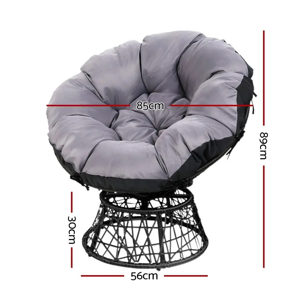 Gardeon Outdoor Lounge Setting Furniture Wicker Papasan Chairs Table Patio Black