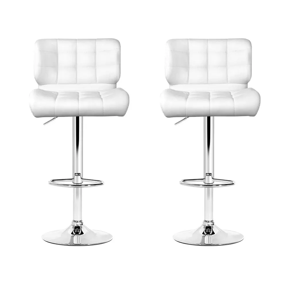 Artiss 2x Bar Stools Gas Lift Leather Padded White