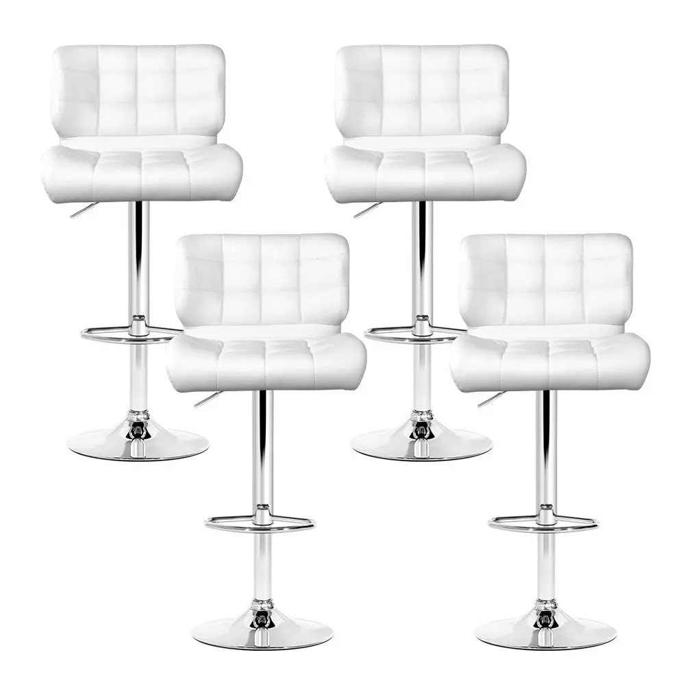 Artiss 4x Bar Stools Gas Lift Leather Padded White