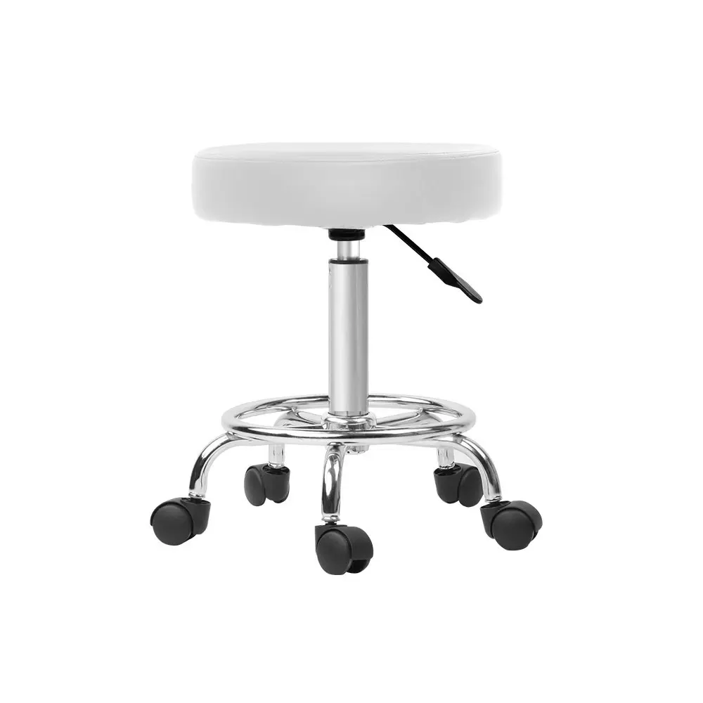 Artiss 2x Salon Stool Round Swivel Chair White