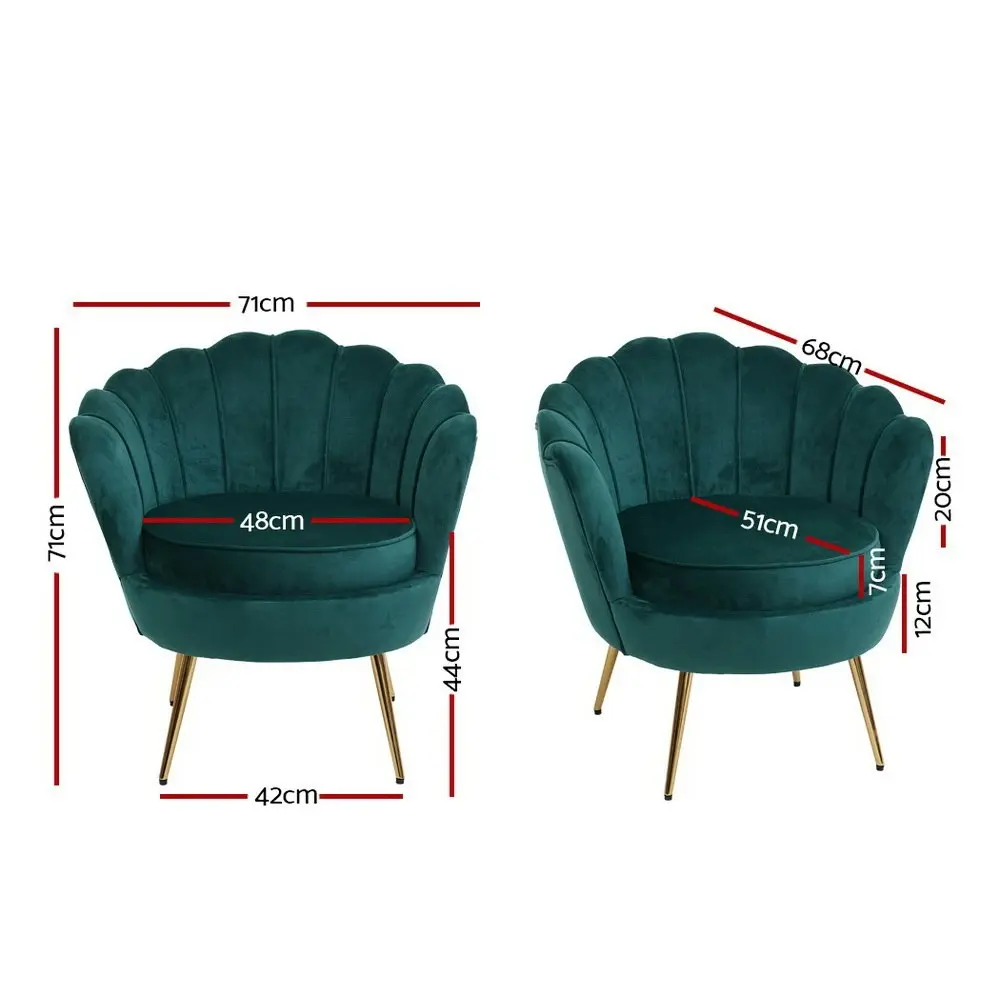 Artiss Armchair Velvet  Green Callista