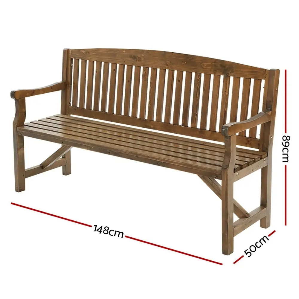 Gardeon 5FT Outdoor Garden Bench Wooden 3 Seat Chair Patio Furniture Natural