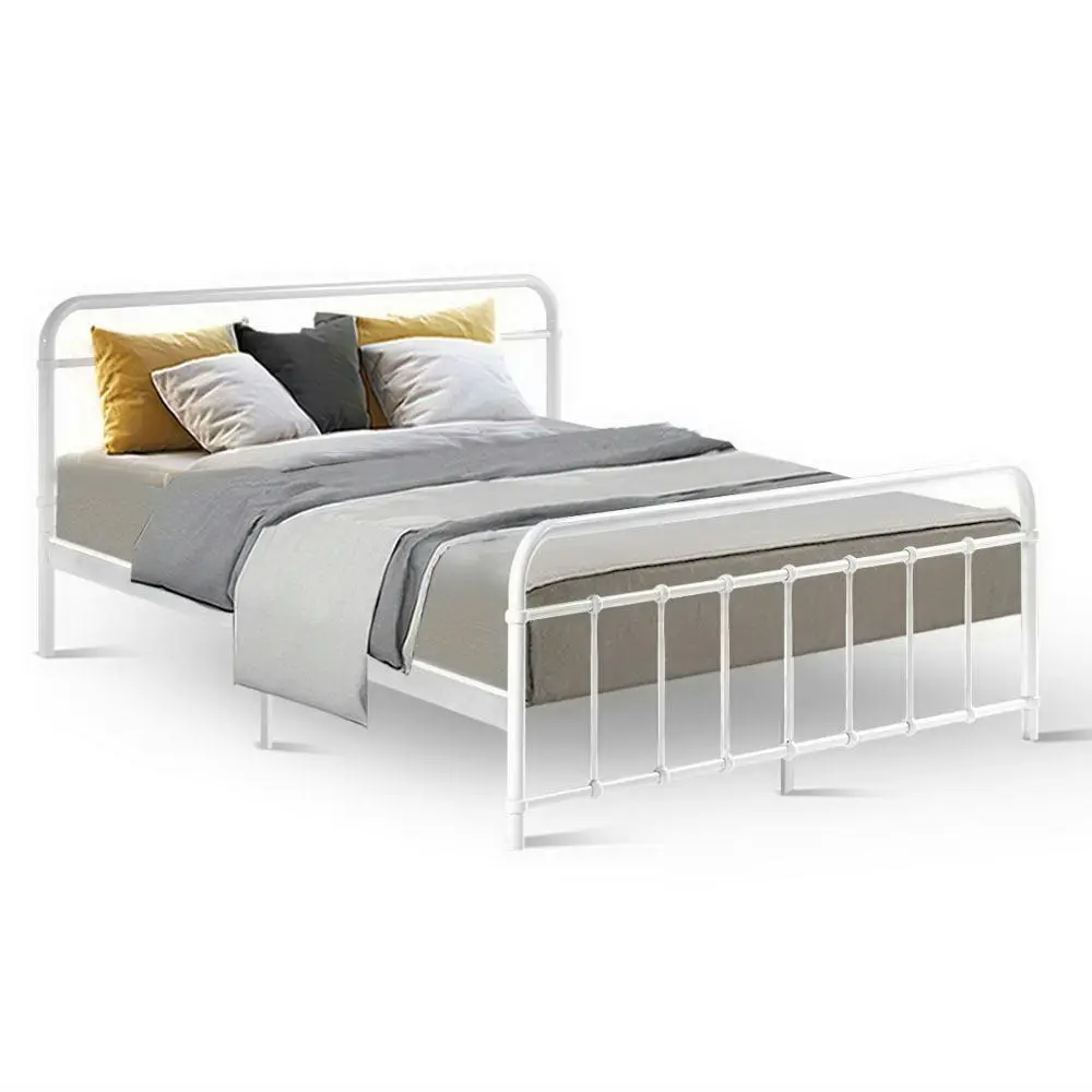 Artiss Bed Frame Metal Frames LEO - Queen (White)