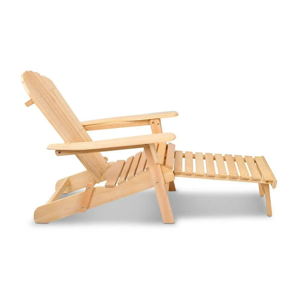 Gardeon Adirondack Outdoor Chairs Wooden Sun Lounge Patio Furniture Garden Natural