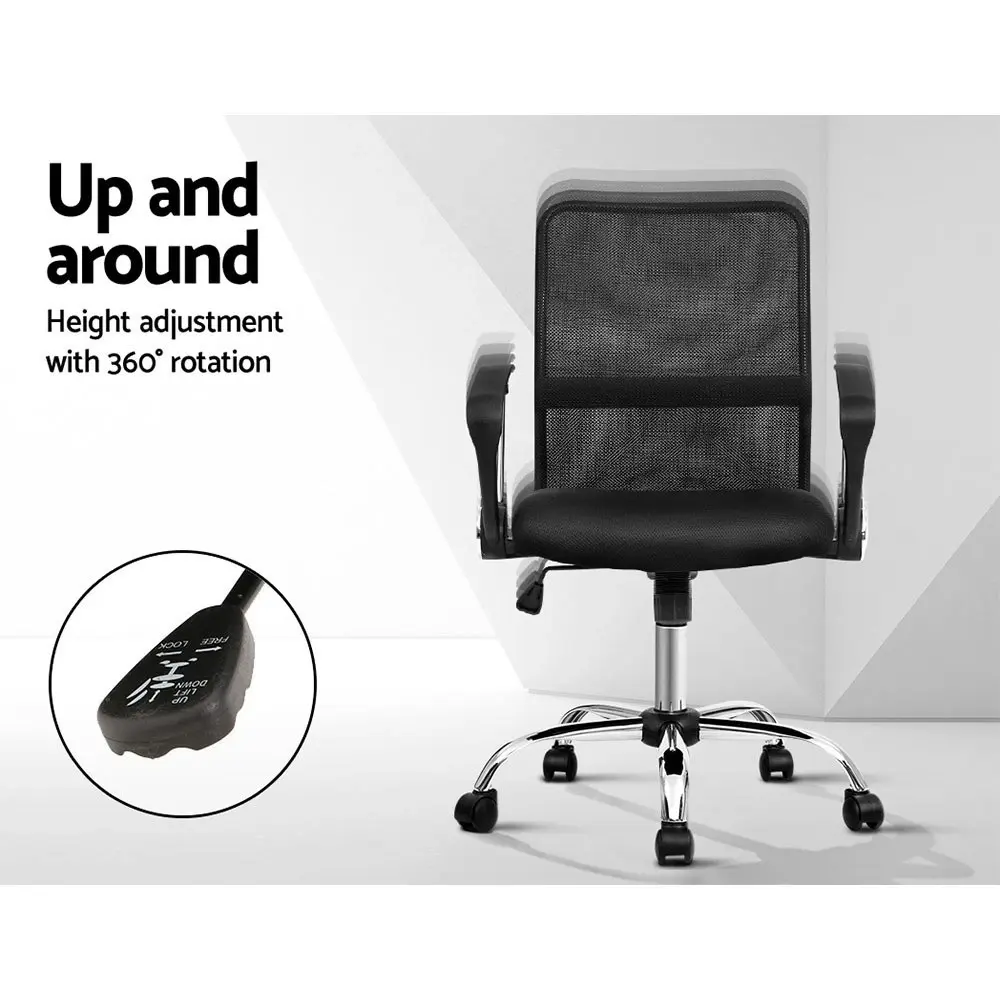 Artiss Mesh Office Chair Mid Back Black