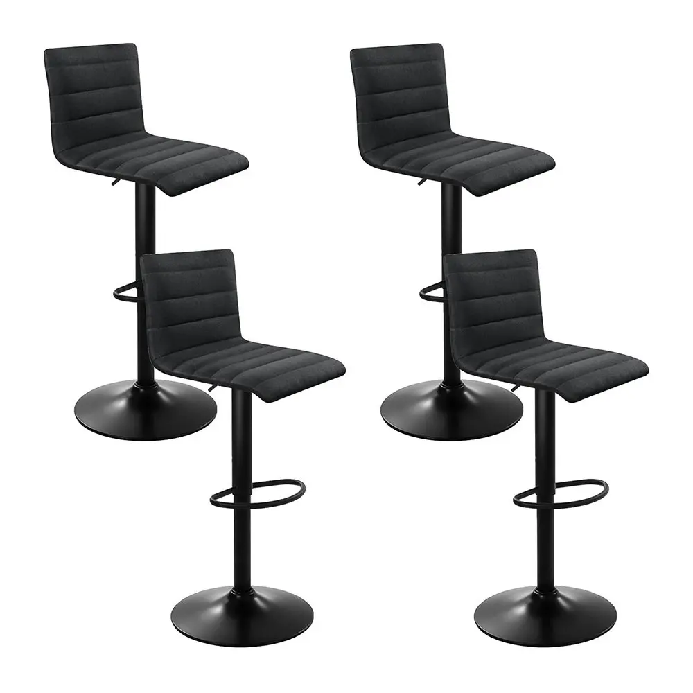 Artiss 4x Bar Stools Gas Lift Linen Fabric Black