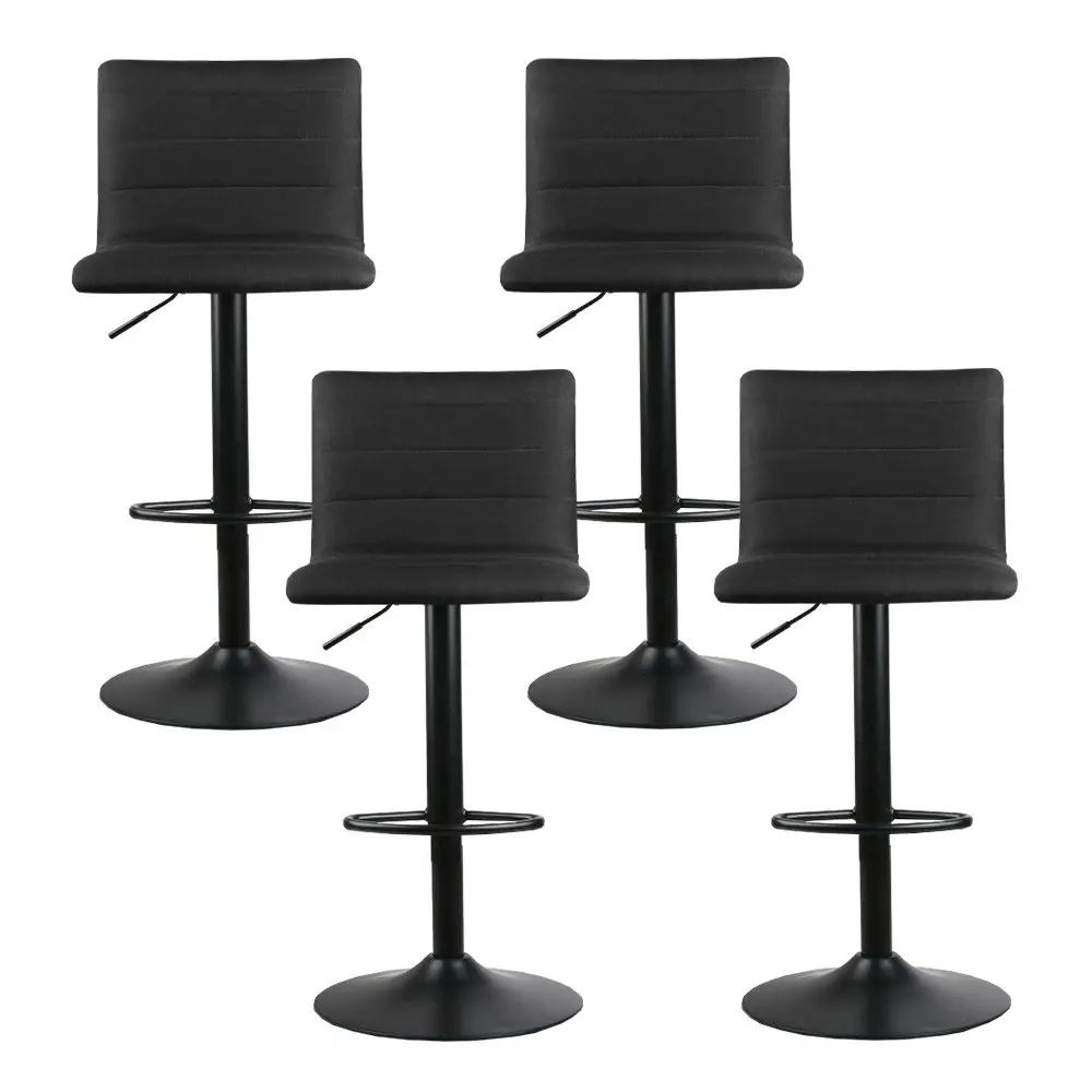 Artiss 4x Bar Stools Gas Lift Linen Fabric Black