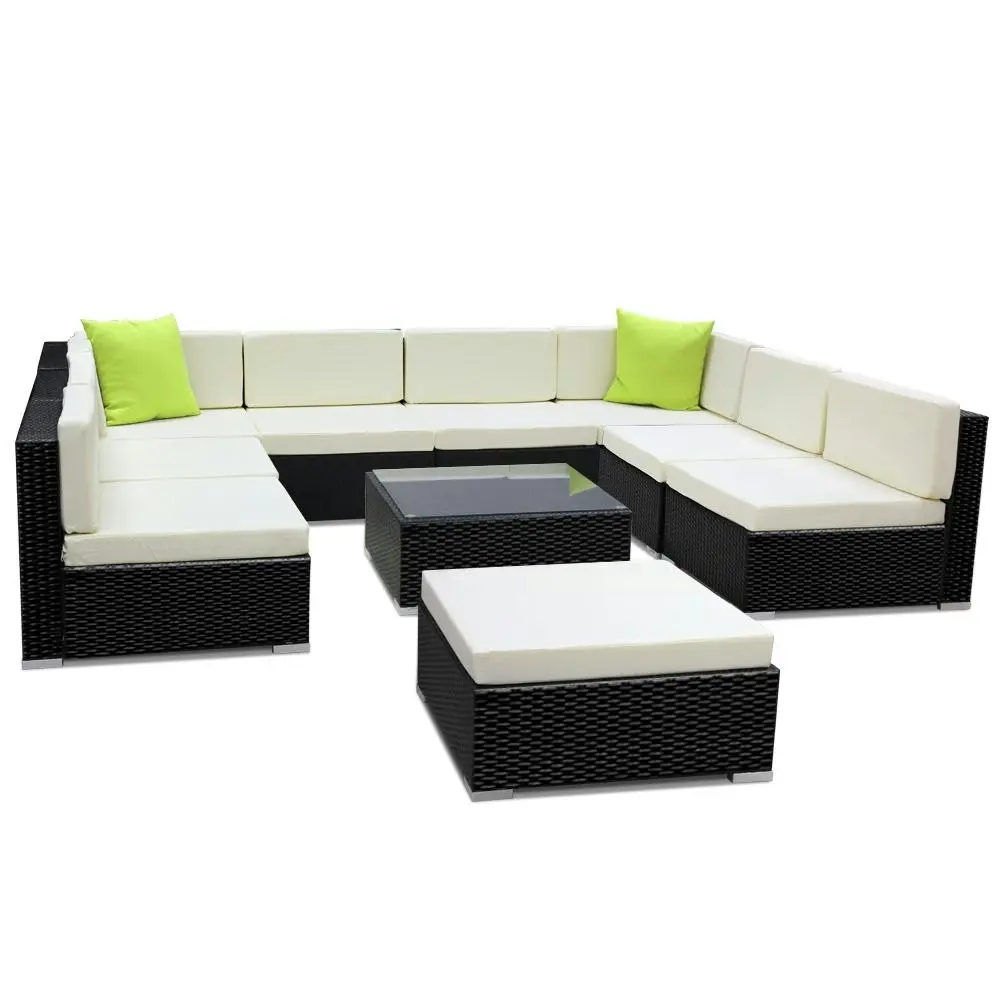 Gardeon 10-Piece Outdoor Sofa Set Wicker Couch Lounge Setting 9 Seater