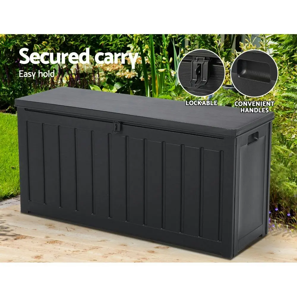 Gardeon Outdoor Storage Box 240L Container Lockable Garden Bench Tool Shed Black