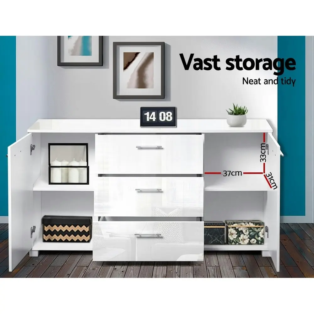 Artiss Buffet Sideboard High Gloss - White