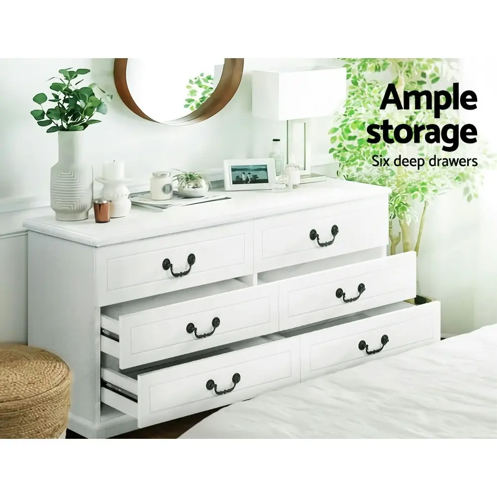 Artiss 6 Chest of Drawers  - KUBI White