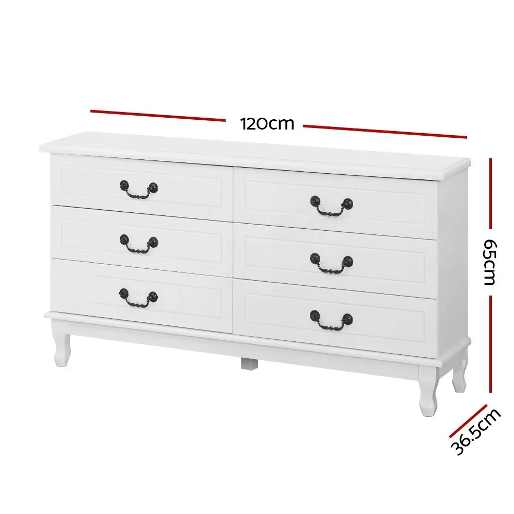 Artiss 6 Chest of Drawers  - KUBI White