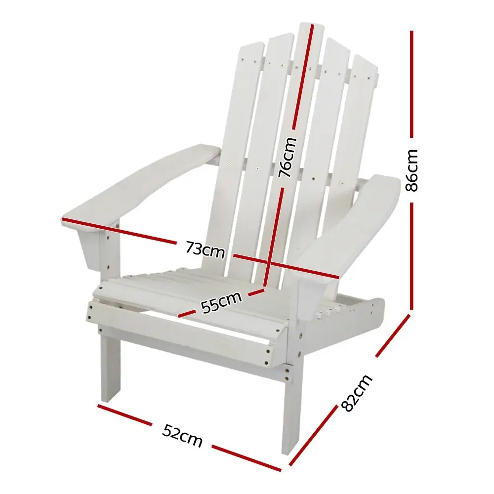 Gardeon Adirondack Outdoor Chairs Wooden Beach Chair Patio Furniture Garden White