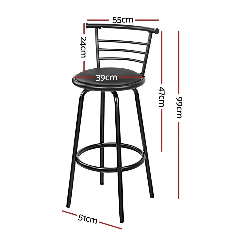 Artiss 4x Bar Stools Swivel Leather Padded Metal