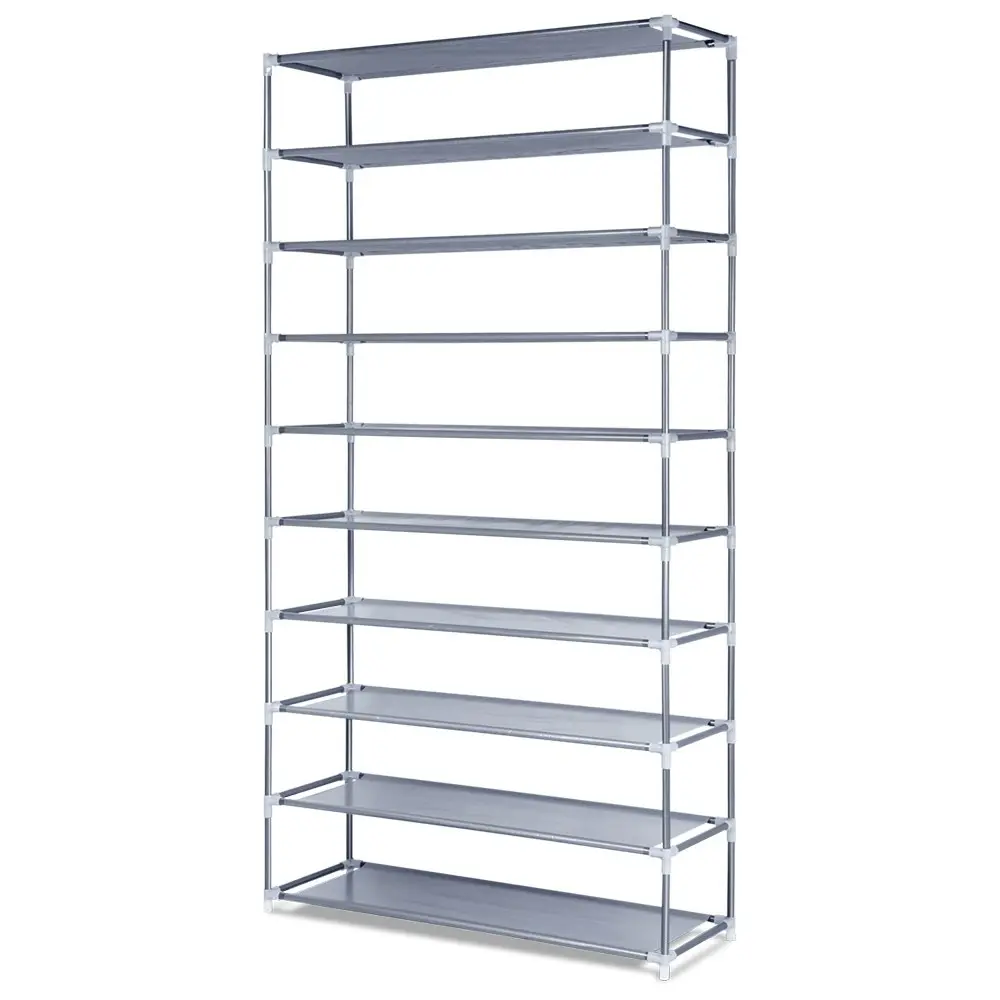 Artiss 10-Tier Shoe Rack Stackable 50 Pairs Grey