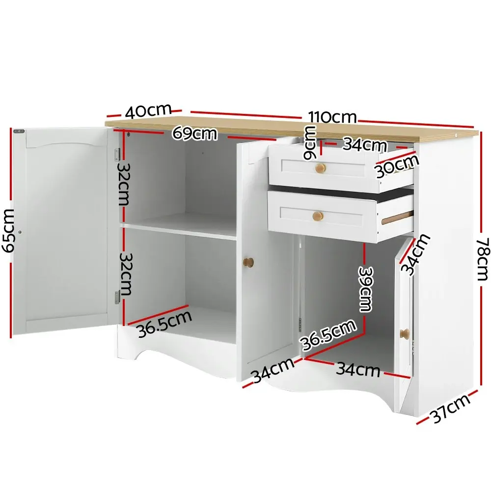 Artiss Buffet Sideboard 3 Doors - BERNE White