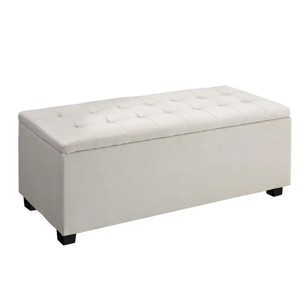 Artiss Storage Ottoman Blanket Box 97cm Linen Beige