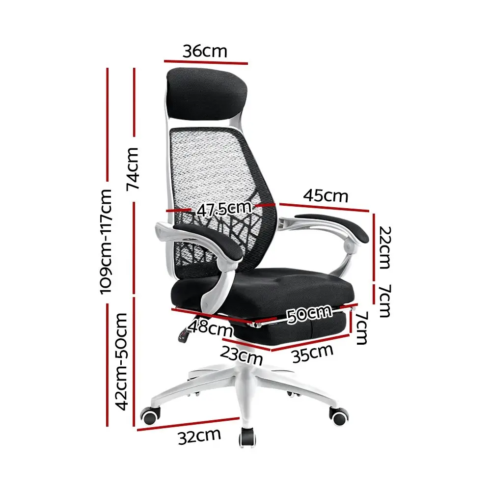 Artiss Mesh Office Chair Recliner Black White