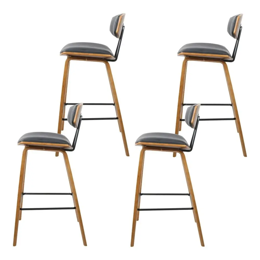 Artiss 4x Bar Stools Leather Padded w/Backrest