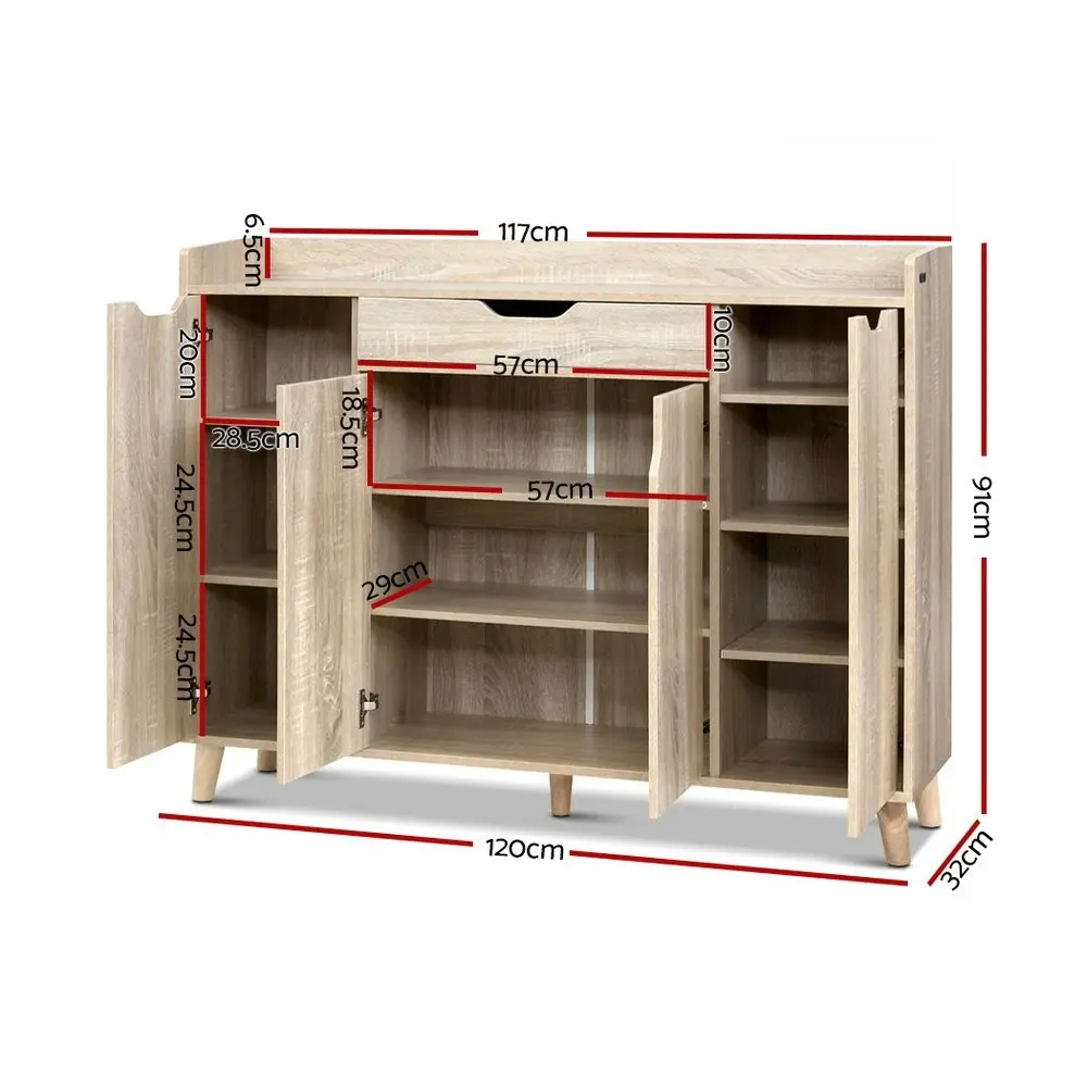 Artiss Shoe Rack Cabinet 26 Pairs Adjustable Pine Cissy