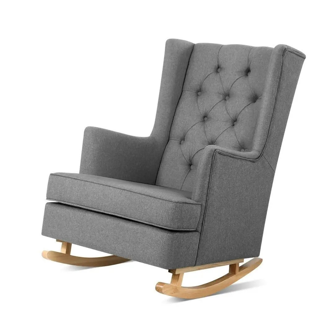 Artiss Rocking Chair Armchair Linen Fabric Grey Gaia