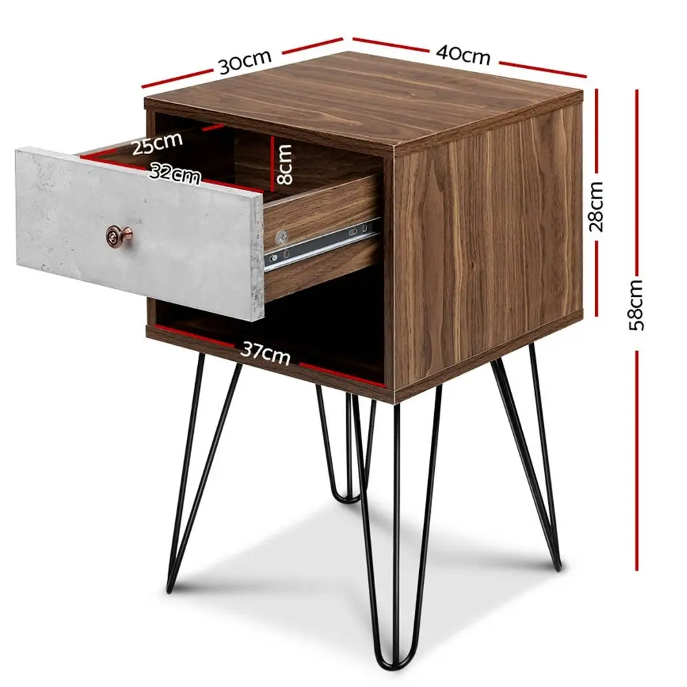 Artiss Bedside Table 1 Drawers with Shelf - LARS