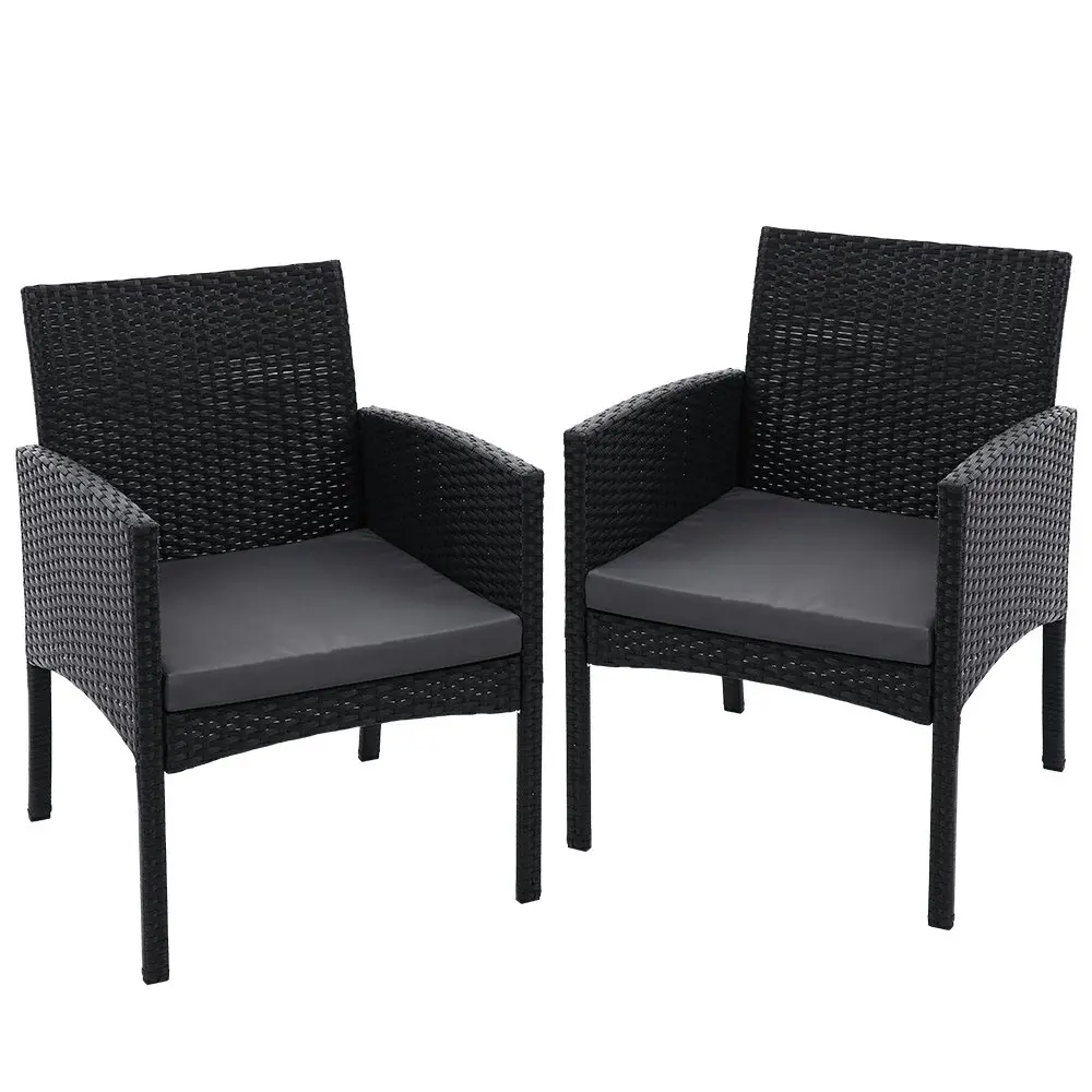 Gardeon 2PC Outdoor Dining Chairs Patio Furniture Rattan Lounge Chair XL Ezra