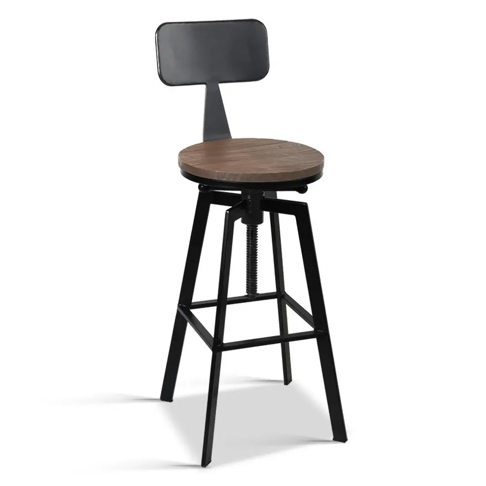 Artiss Bar Stools Adjustable Wood Stool w/Backrest