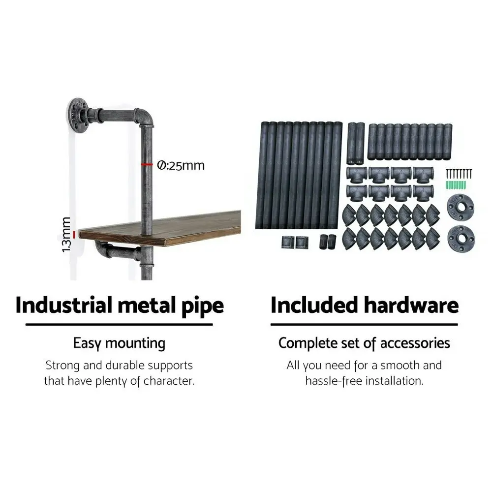 Artiss Floating DIY Pipe Shelf 5 Tiers - ISSA