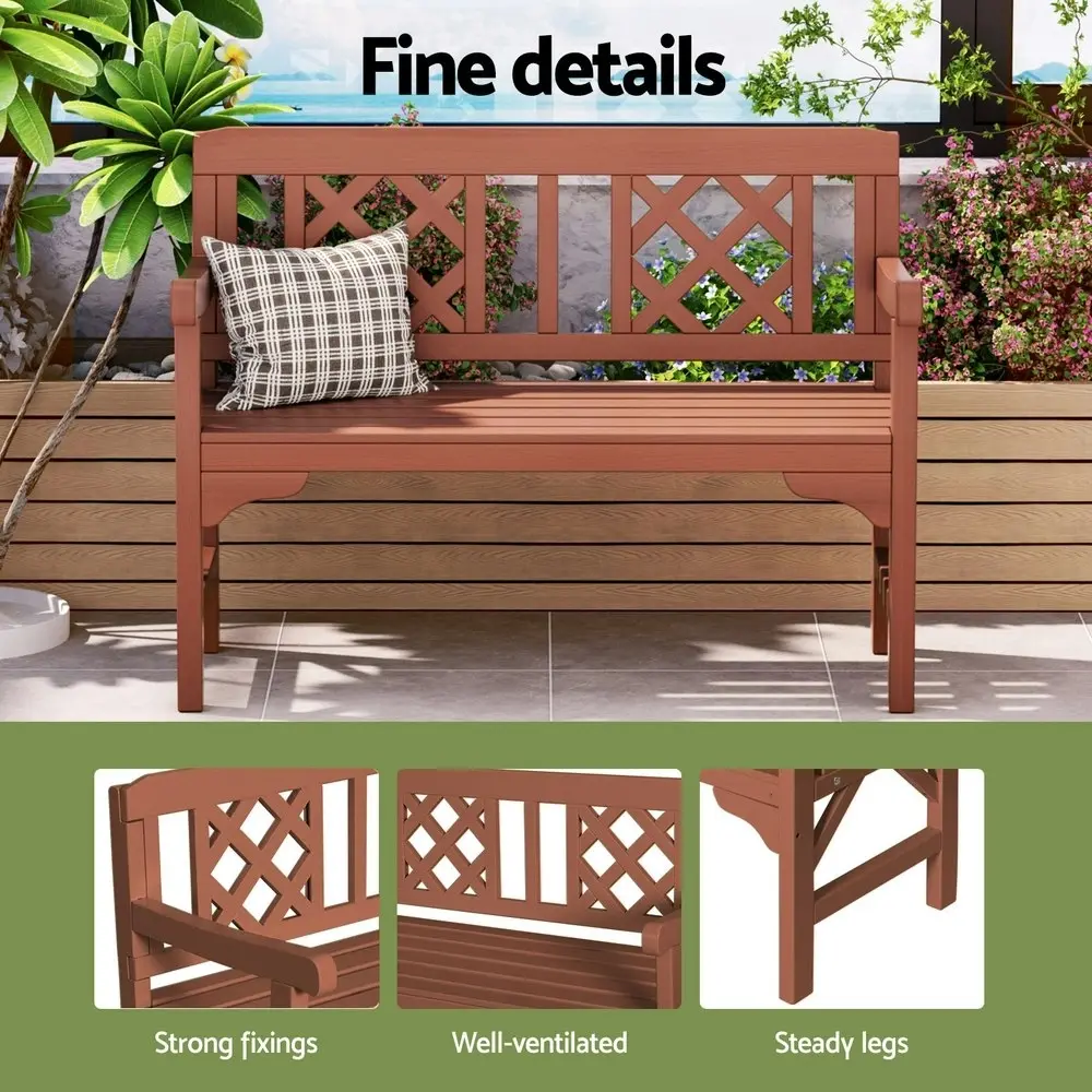 Gardeon Outdoor Garden Bench Wooden Chair 2 Seat Patio Furniture Lounge Natural