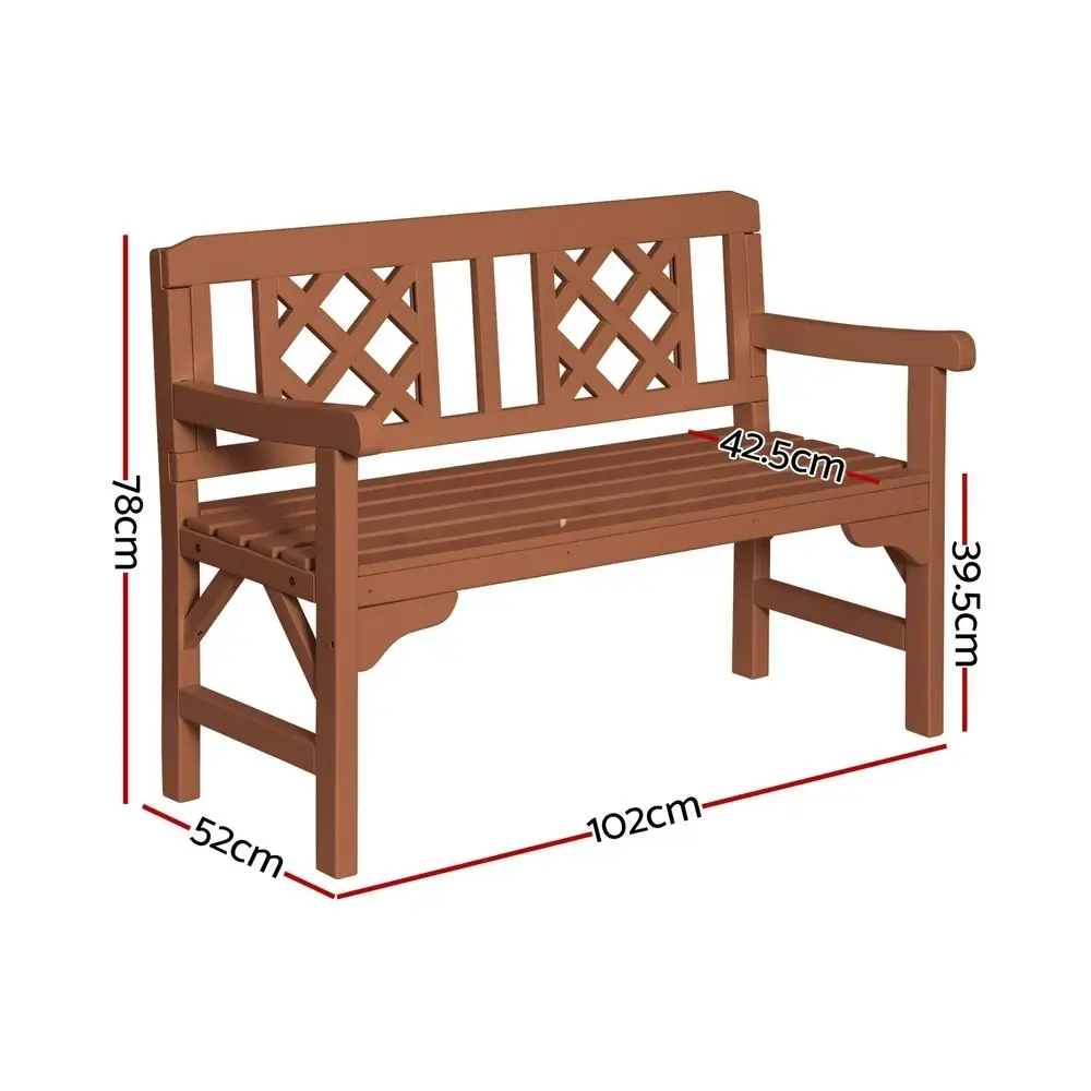 Gardeon Outdoor Garden Bench Wooden Chair 2 Seat Patio Furniture Lounge Natural