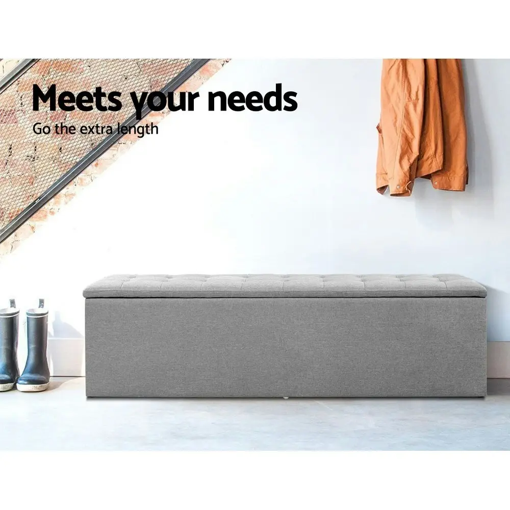 Artiss Storage Ottoman Blanket Box 140cm Linen Grey