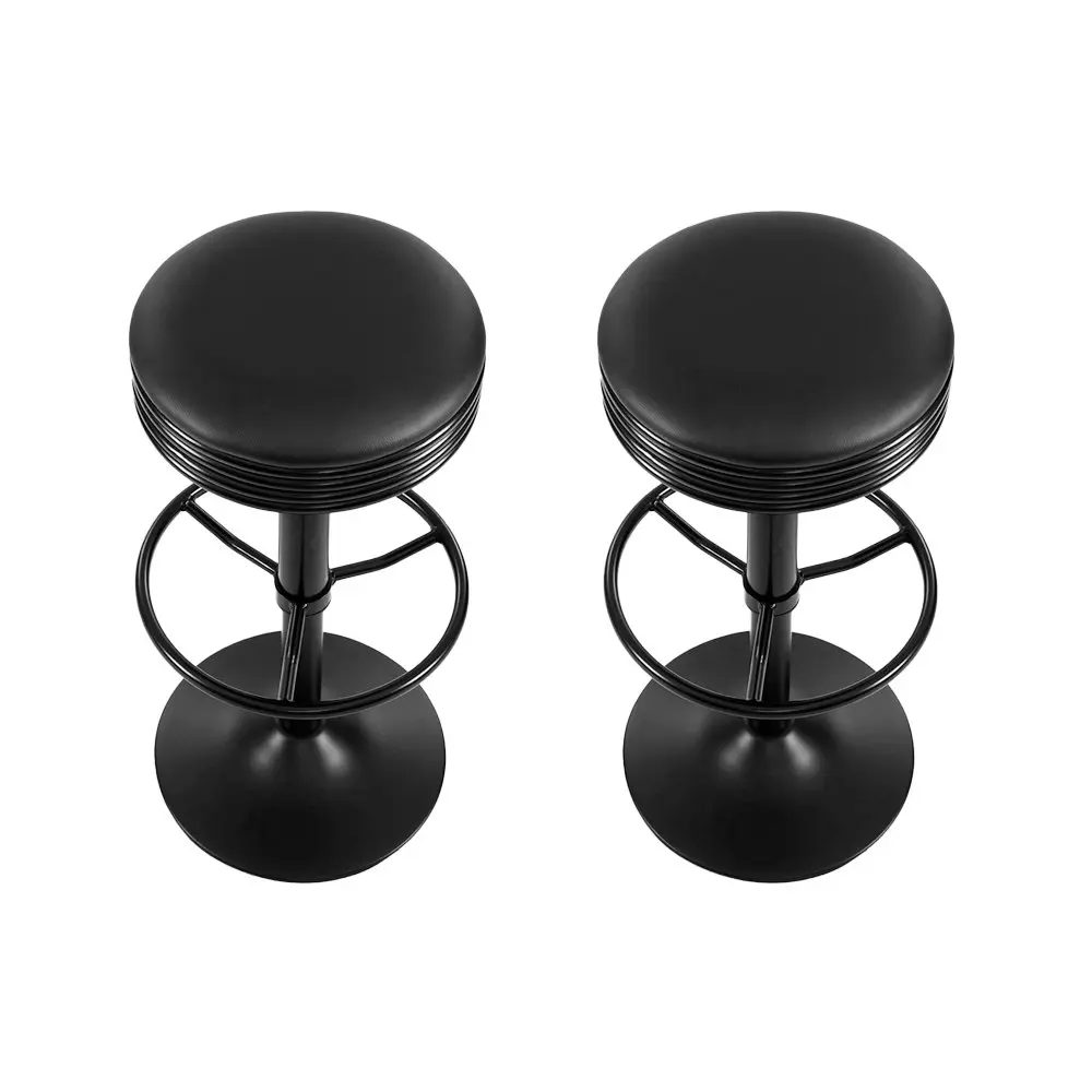 Artiss 2x Bar Stools Leather Padded Gas Lift Black